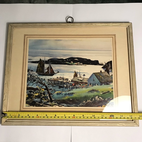 Watercolor Art Harbor Seaport C. Ivar Gilbert lithograph  Print Coming into port - Picture 4 of 16